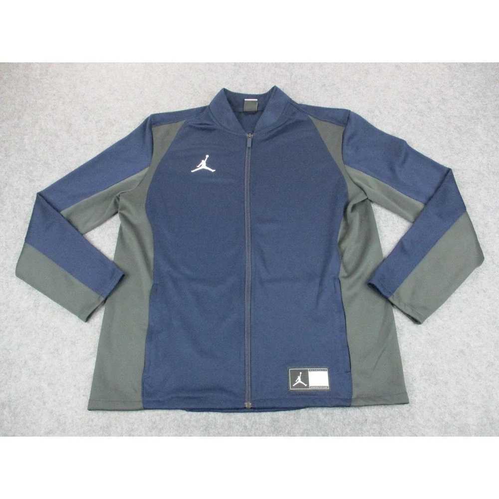 Jordan Jacket Mens Large Blue Gray Dri Fit Jumpman Full Zip Athletic Track Coat